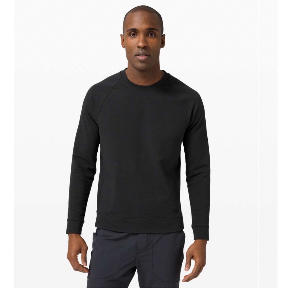 Lululemon City Sweat Crewneck Black Pullover Sweatshirt Side Zip Mens XS